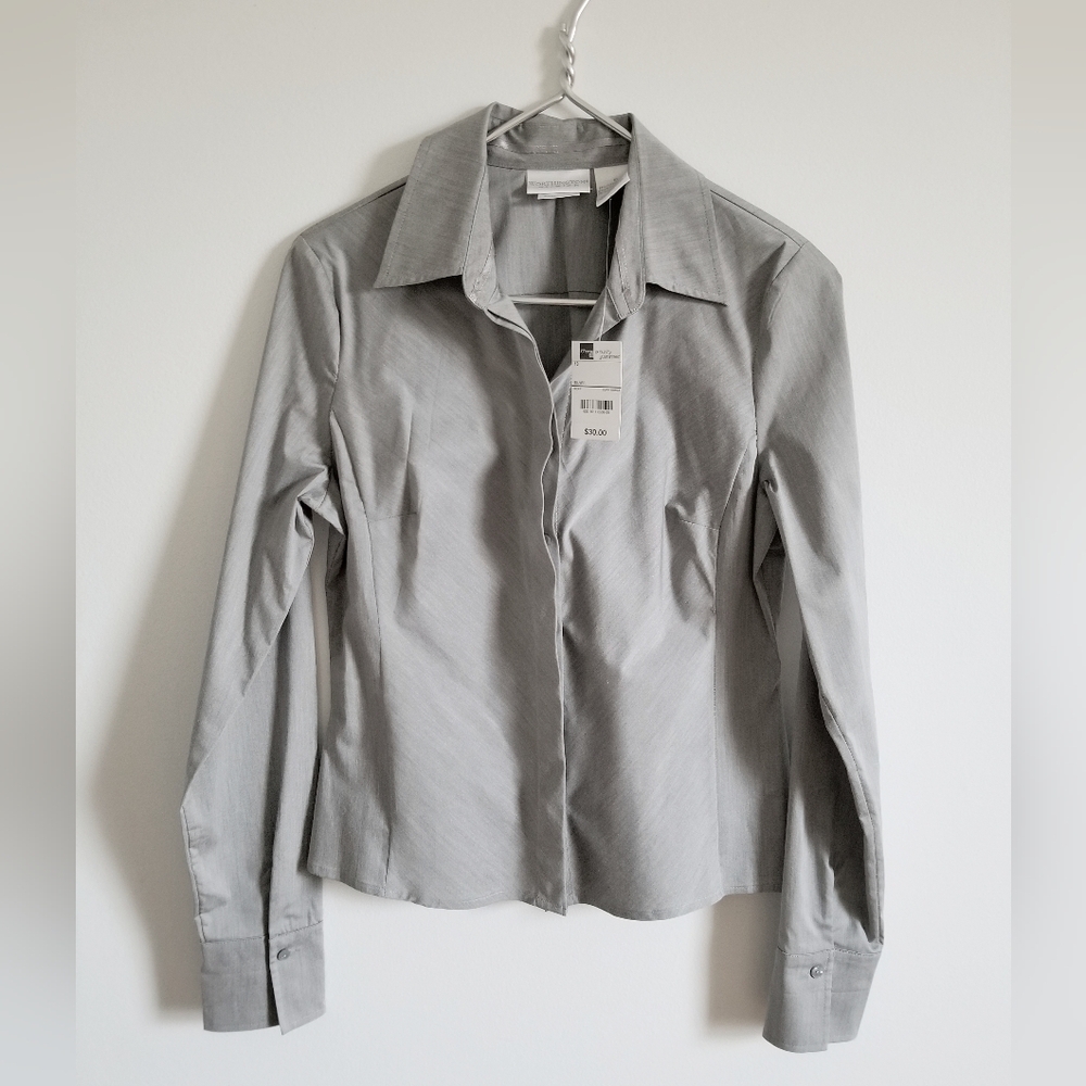 Worthington Silver Button Down Shirt Size 10